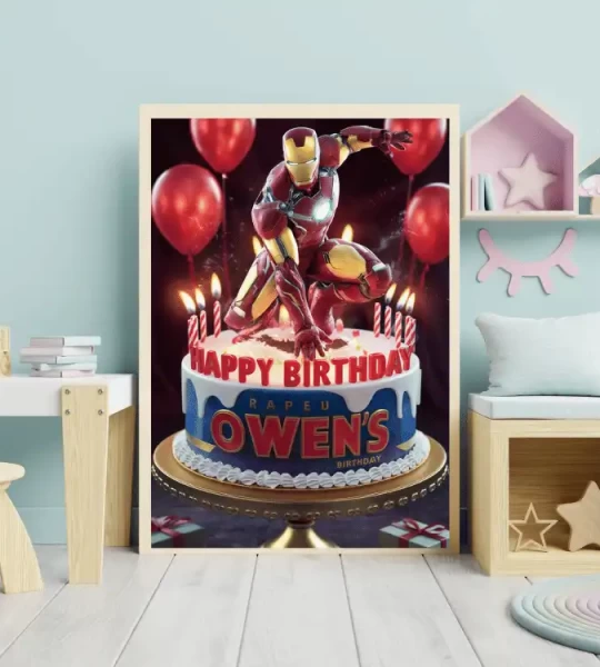 Personalized Ironman Party Digital Art Custom Name Superhero Birthday Printables Kids Birthday Decornursery decor baby bedroom party