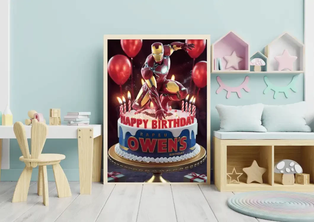 Personalized Ironman Party Digital Art Custom Name Superhero Birthday Printables Kids Birthday Decornursery decor baby bedroom party