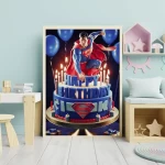 Superman Digital Birthday Card Customizable Superhero Party Decor Personalized Kids Birthday Design Digital Prints Printable Poster Set