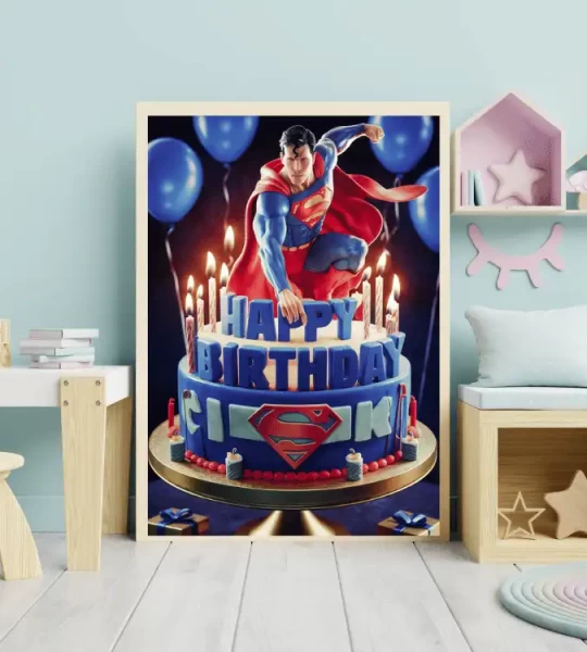 Superman Digital Birthday Card Customizable Superhero Party Decor Personalized Kids Birthday Design Digital Prints Printable Poster Set