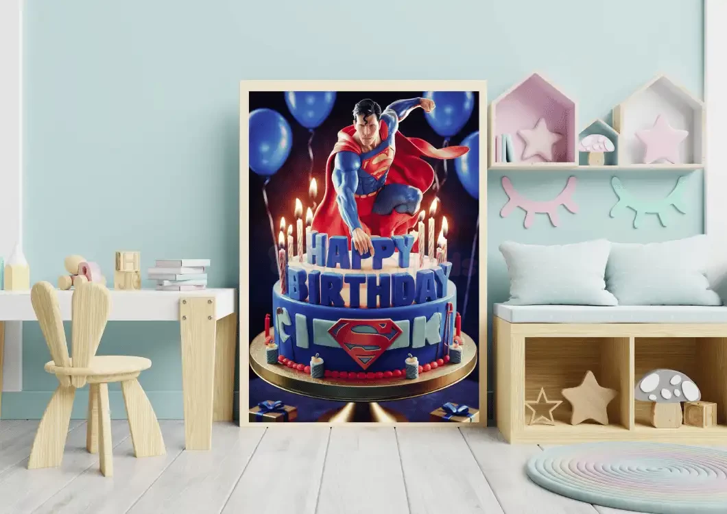 Superman Digital Birthday Card Customizable Superhero Party Decor Personalized Kids Birthday Design Digital Prints Printable Poster Set