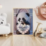 Customized Special Day Gift Cute Light-Up Plush Panda Holding Happy Father's Day Name Sign