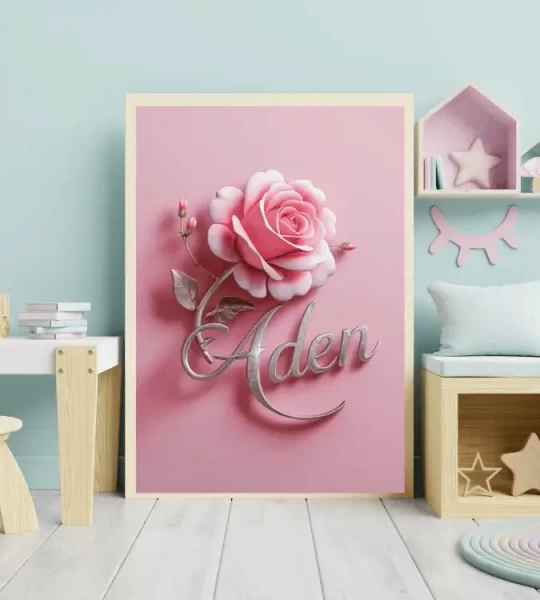 Personalized name signs Customized nursery prints Unique name signs Customizable kids room decor Trendy nursery pink rose wall art