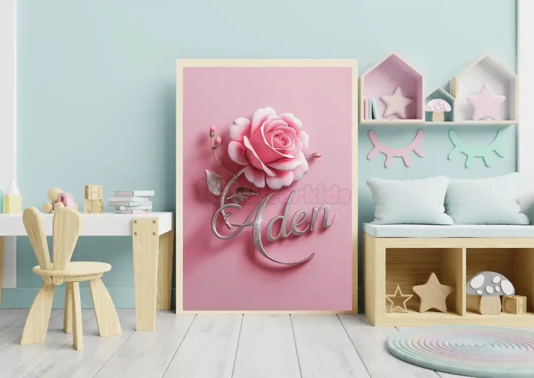 Personalized name signs Customized nursery prints Unique name signs Customizable kids room decor Trendy nursery pink rose wall art