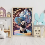 Personalized Special Day Gift Adorable Plush Panda with Heart and Balloons Holding Happy Father's Day Name Sign