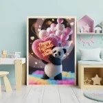 Personalized Special Day Gift Adorable Plush Panda with Heart and Balloons Holding Happy Father's Day Name Sign