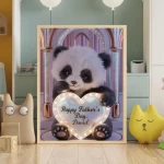 Customized Special Day Gift Cute Light-Up Plush Panda Holding Happy Father's Day Name Sign