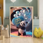 Personalized Special Day Gift Adorable Plush Panda with Heart and Balloons Holding Happy Father's Day Name Sign