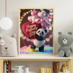 Personalized Special Day Gift Adorable Plush Panda with Heart and Balloons Holding Happy Father's Day Name Sign