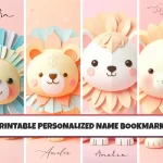 Personalized Printable Bookmarks for Kids Unique Customizable Set of 4 Cute Animal Lion Themed Designs Perfect for Young Readers