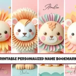 Personalized Printable Bookmarks for Kids Unique Customizable Set of 4 Cute Animal Lion Themed Designs Perfect for Young Readers