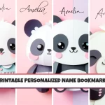 Cute Animal Panda Theme Customizable Name Bookmarks for Kids Printable and Fun Bookmark Bundle Ideal for Kids Books