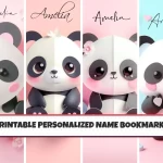 Cute Animal Panda Theme Customizable Name Bookmarks for Kids Printable and Fun Bookmark Bundle Ideal for Kids Books