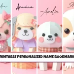 Printable Personalised Name Bookmarks set of 4 Customizable Bookmarks for Kids Printable Bookmark Designs Bookmark Cute Dog Animal Themed Bookmark