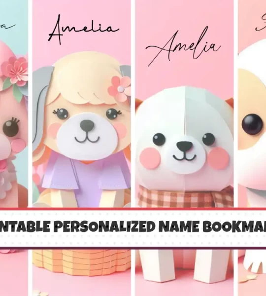 Printable Personalised Name Bookmarks set of 4 Customizable Bookmarks for Kids Printable Bookmark Designs Bookmark Cute Dog Animal Themed Bookmark