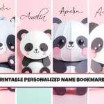 Cute Animal Panda Theme Customizable Name Bookmarks for Kids Printable and Fun Bookmark Bundle Ideal for Kids Books