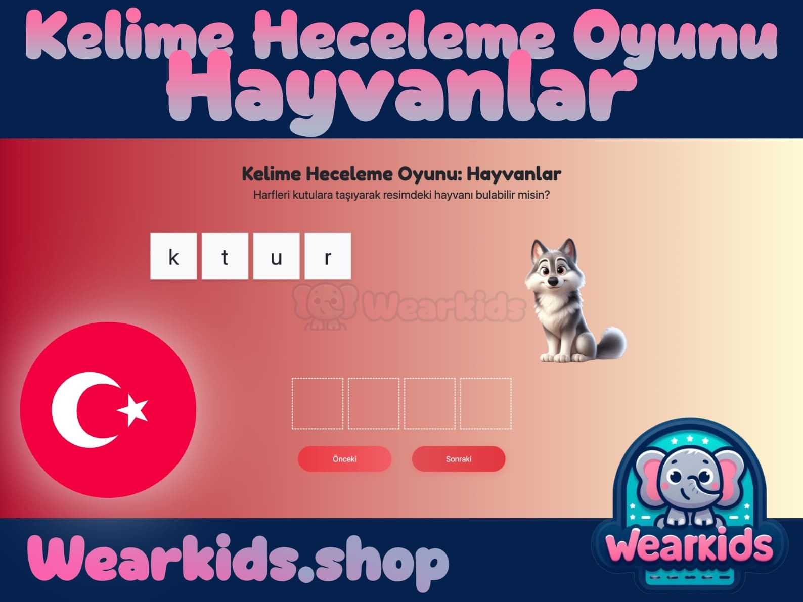 Kelime Heceleme Oyunu: Hayvanlar