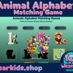 Animals Alphabet Matching Game, Busy Book Page, Homeschool, Toddler, Preschool and Kindergarten Activity, Worksheet