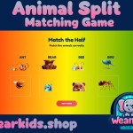 Animal Split Game Matching e-Puzzle, Busy Book Page, Match the Half, Shadow Matching Game, Preschool and Kindergarten Activity, Worksheet