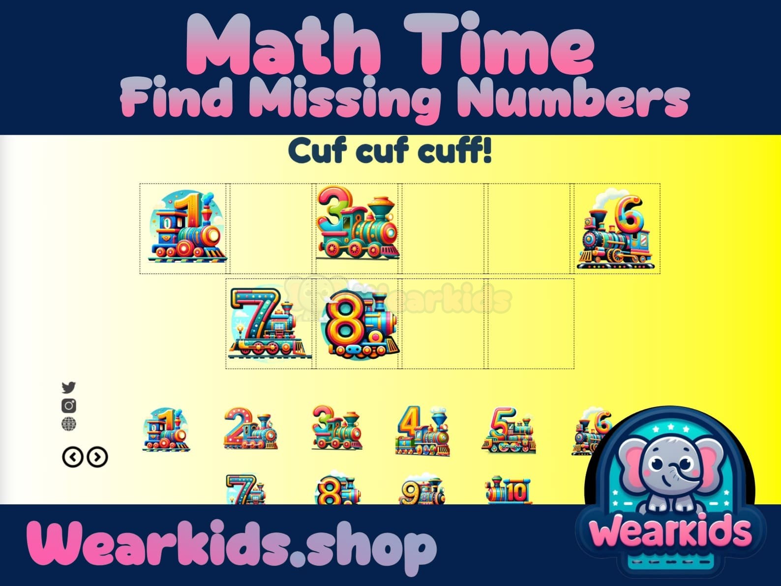 Counting Practice Activity, 1 to 10 Counting Montessori, Learn to count, Find missing number, Preschool Math, DIGITAL DOWNLOAD